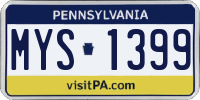 PA license plate MYS1399