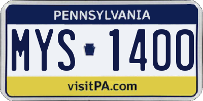 PA license plate MYS1400