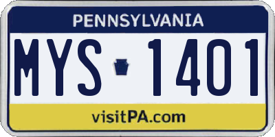 PA license plate MYS1401