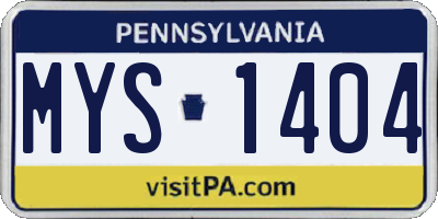 PA license plate MYS1404