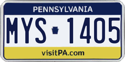 PA license plate MYS1405