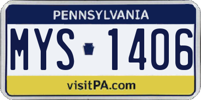 PA license plate MYS1406