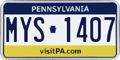 PA license plate MYS1407
