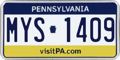 PA license plate MYS1409