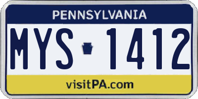PA license plate MYS1412