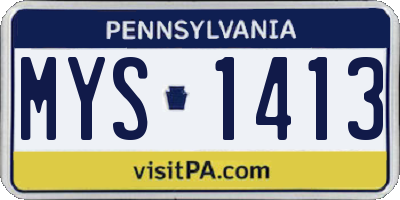 PA license plate MYS1413