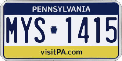 PA license plate MYS1415