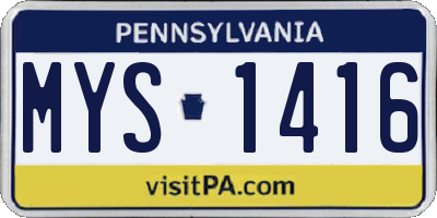 PA license plate MYS1416