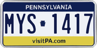 PA license plate MYS1417