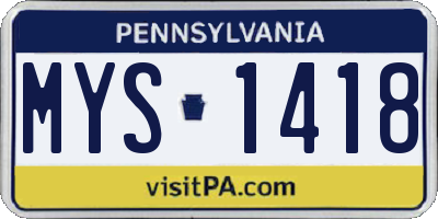 PA license plate MYS1418