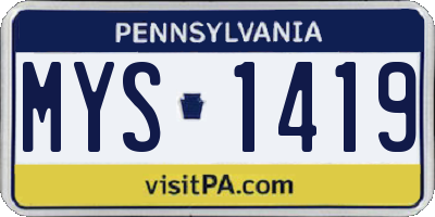 PA license plate MYS1419