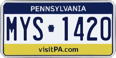 PA license plate MYS1420