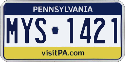 PA license plate MYS1421
