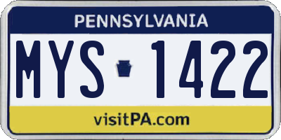 PA license plate MYS1422