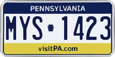 PA license plate MYS1423