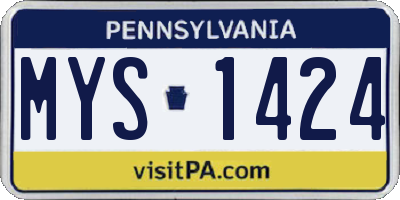 PA license plate MYS1424