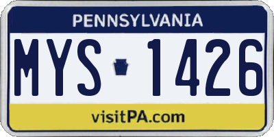PA license plate MYS1426