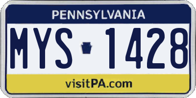 PA license plate MYS1428