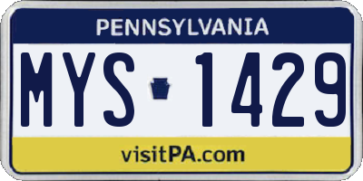 PA license plate MYS1429