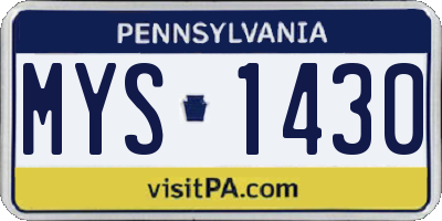 PA license plate MYS1430