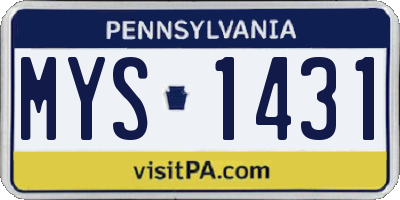 PA license plate MYS1431