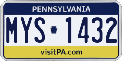 PA license plate MYS1432