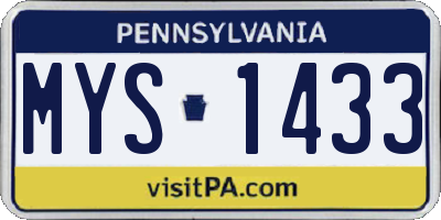 PA license plate MYS1433