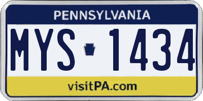 PA license plate MYS1434