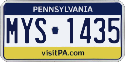 PA license plate MYS1435