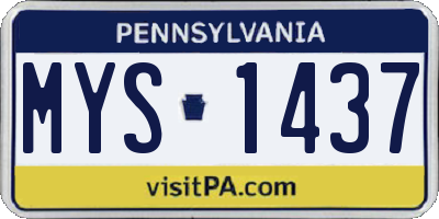 PA license plate MYS1437