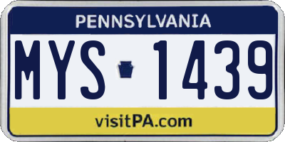 PA license plate MYS1439