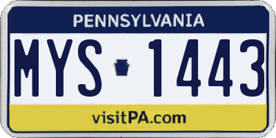 PA license plate MYS1443