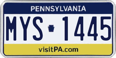 PA license plate MYS1445