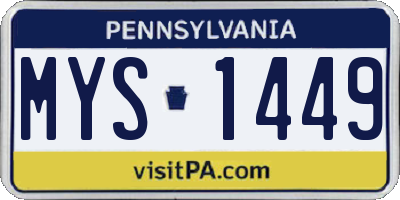 PA license plate MYS1449