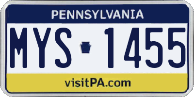 PA license plate MYS1455