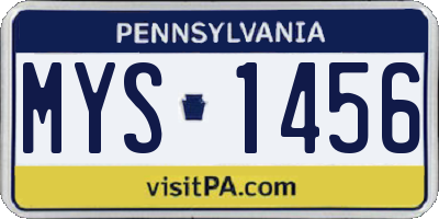 PA license plate MYS1456