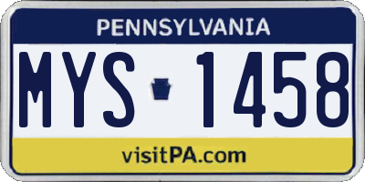 PA license plate MYS1458