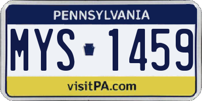 PA license plate MYS1459