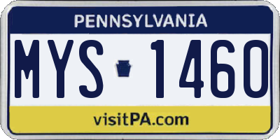 PA license plate MYS1460