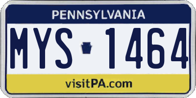PA license plate MYS1464