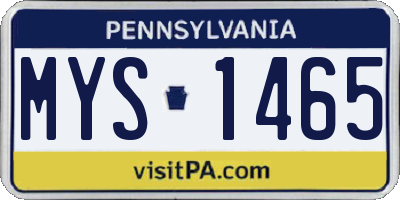 PA license plate MYS1465