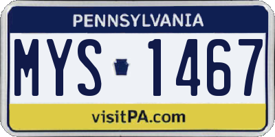 PA license plate MYS1467