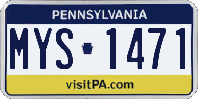 PA license plate MYS1471