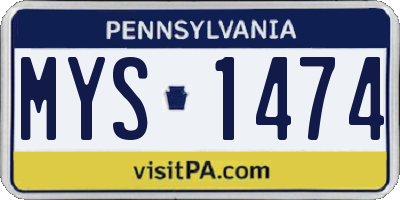 PA license plate MYS1474
