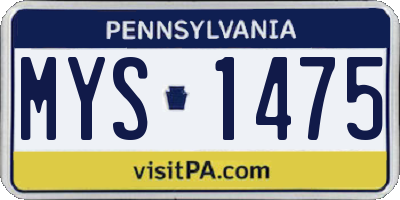 PA license plate MYS1475