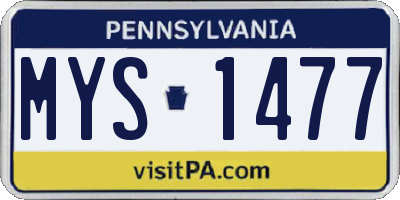 PA license plate MYS1477