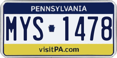 PA license plate MYS1478