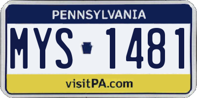 PA license plate MYS1481
