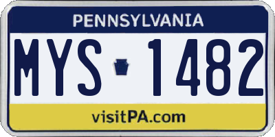 PA license plate MYS1482