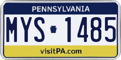 PA license plate MYS1485